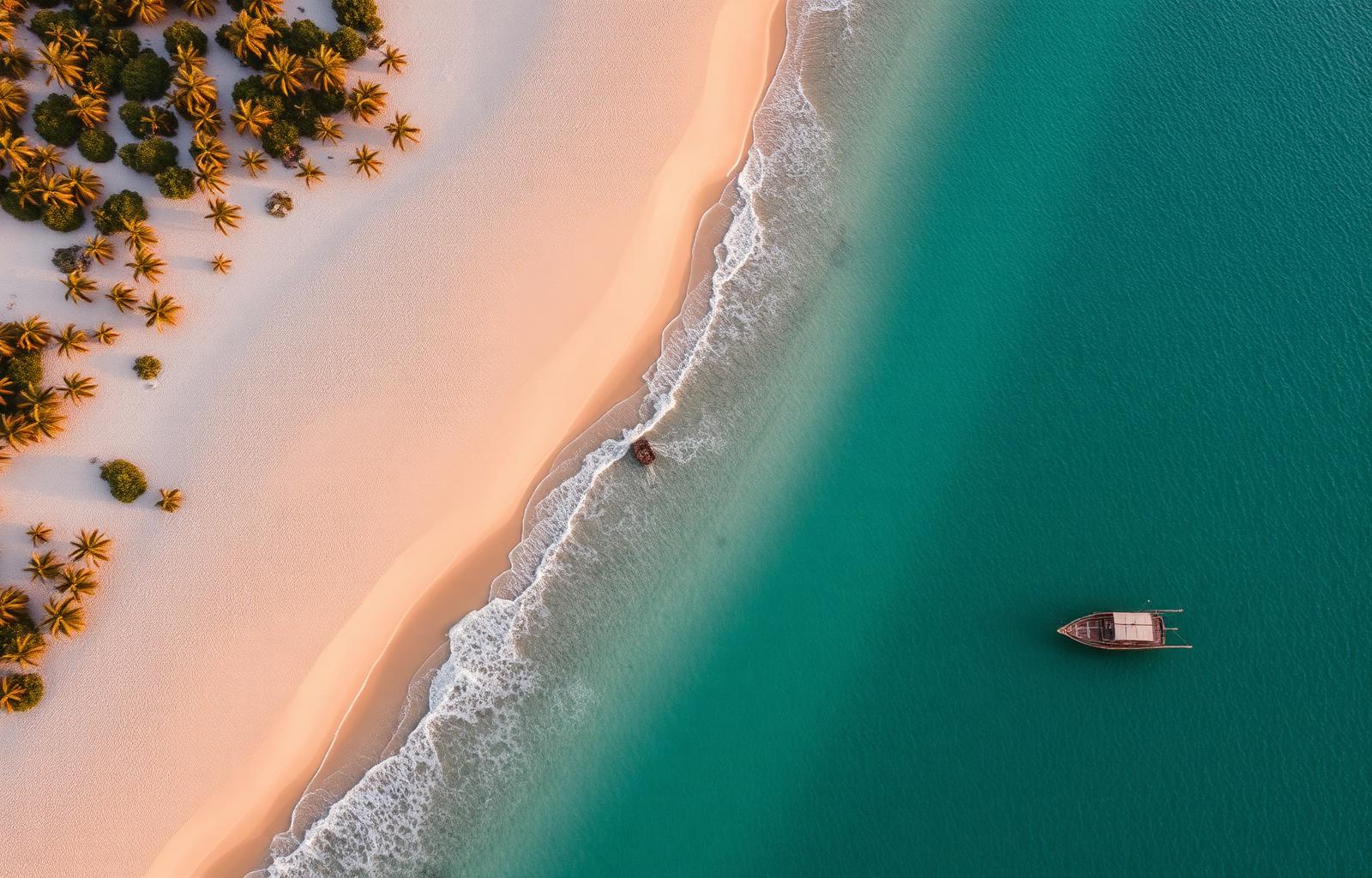 Aerial view of Batalaale Beach, Sahil Region